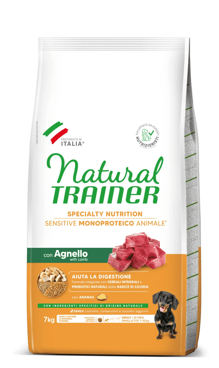 Natural Trainer - Natural Trainer - Sensitive Monoproteico 7Kg Small & Toy Adult Con Agnello - Animalmania Store