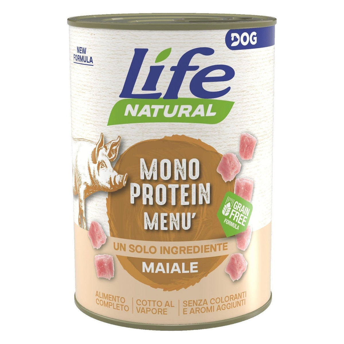 Life Natural Monoprotein Menù Cane 400 g - Umido in Lattina - Maiale