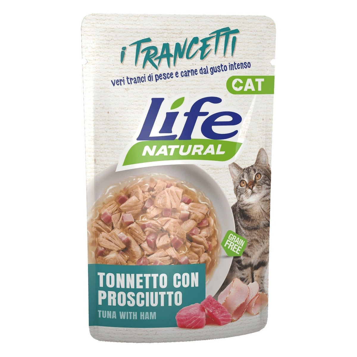 Life Natural I Trancetti Gatto 55 g - Umido in Busta - Tonnetto con Prosciutto
