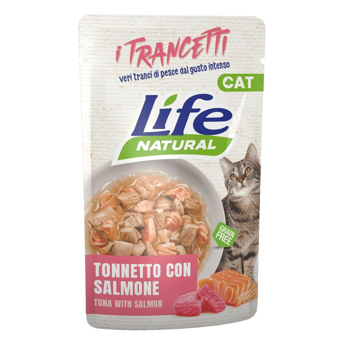 Life Natural I Trancetti Gatto 55 g - Umido in Busta - Tonnetto con Salmone
