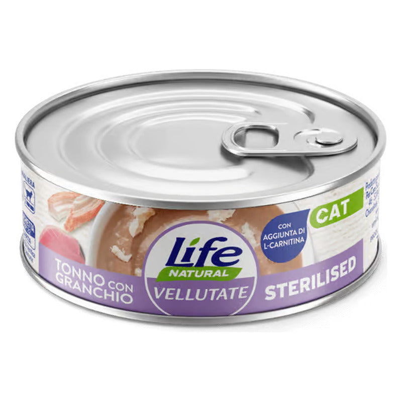 Life Natural Le Vellutate Gatto 70 g - Umido in Lattina - Sterilised Tonno con Granchio
