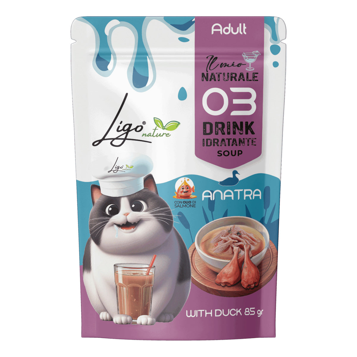 Ligo Nature Drink Idratante Soup Gatto Busta 85 g, Anatra