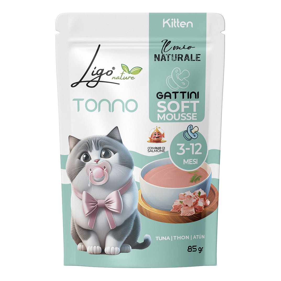 Ligo Nature Il Mio Naturale Soft Jelly Busta 85 g Umido Gatto, Kitten Tonno