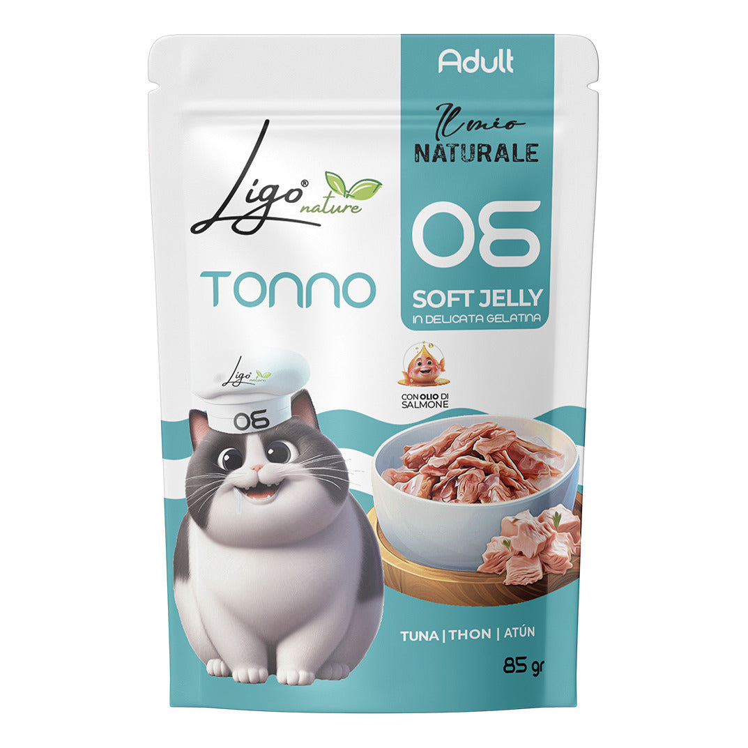 Ligo Nature Il Mio Naturale Soft Jelly Busta 85 g Umido Gatto, Tonno