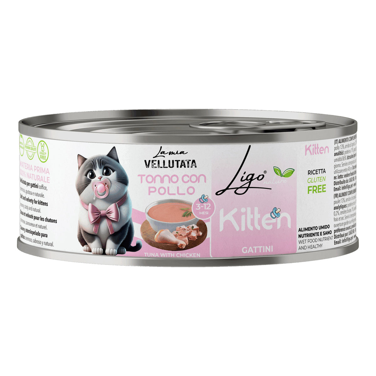 Ligo Nature La Mia Vellutata Lattina 85 g Umido Gatto, Kitten Tonno con pollo