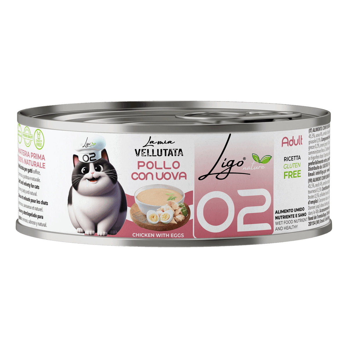 Ligo Nature La Mia Vellutata Lattina 85 g Umido Gatto, Pollo con uova