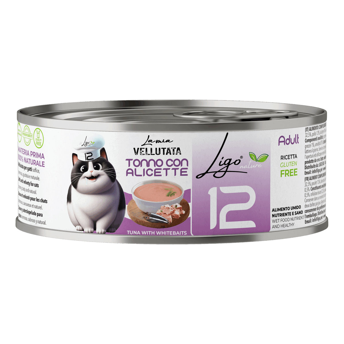 Ligo Nature La Mia Vellutata Lattina 85 g Umido Gatto, Tonno con alicette