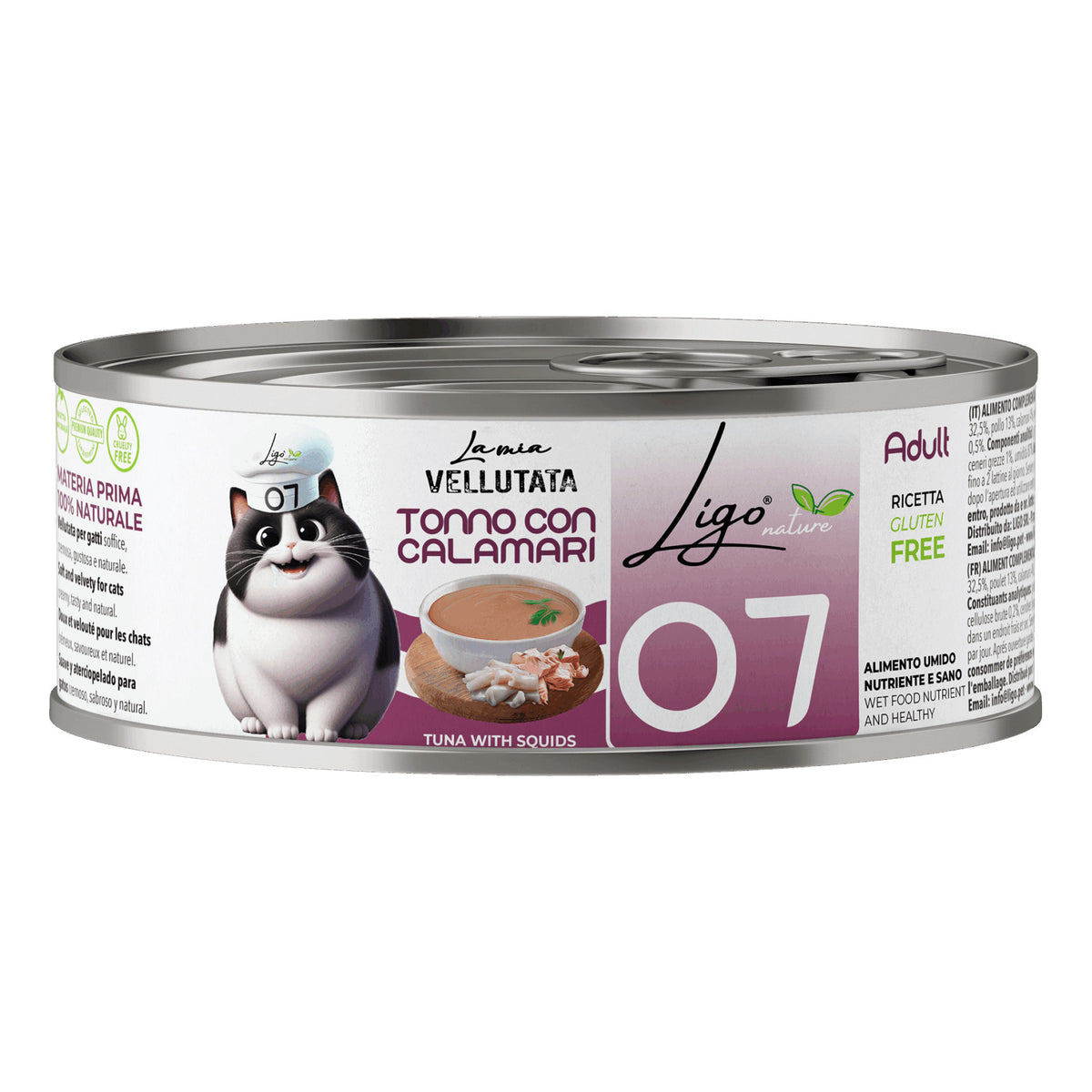 Ligo Nature La Mia Vellutata Lattina 85 g Umido Gatto, Tonno con calamari