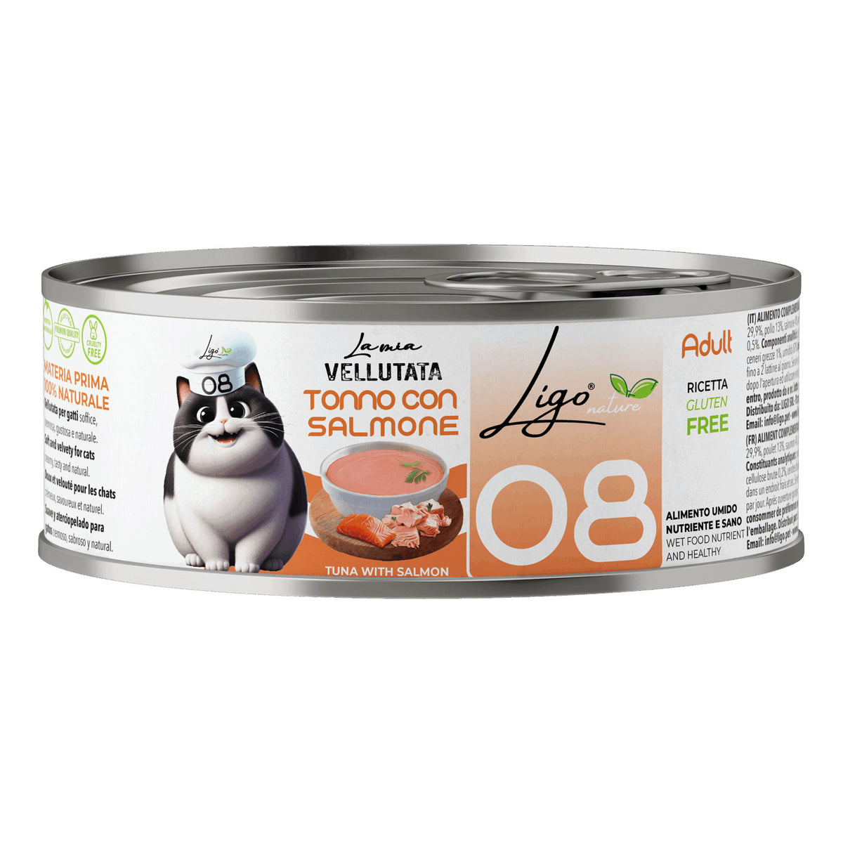 Ligo Nature La Mia Vellutata Lattina 85 g Umido Gatto, Tonno con salmone