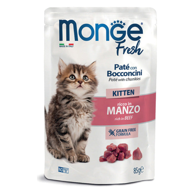 Monge Fresh Paté con Bocconcini Gatto 85 g - Umido in Busta - Kitten Manzo