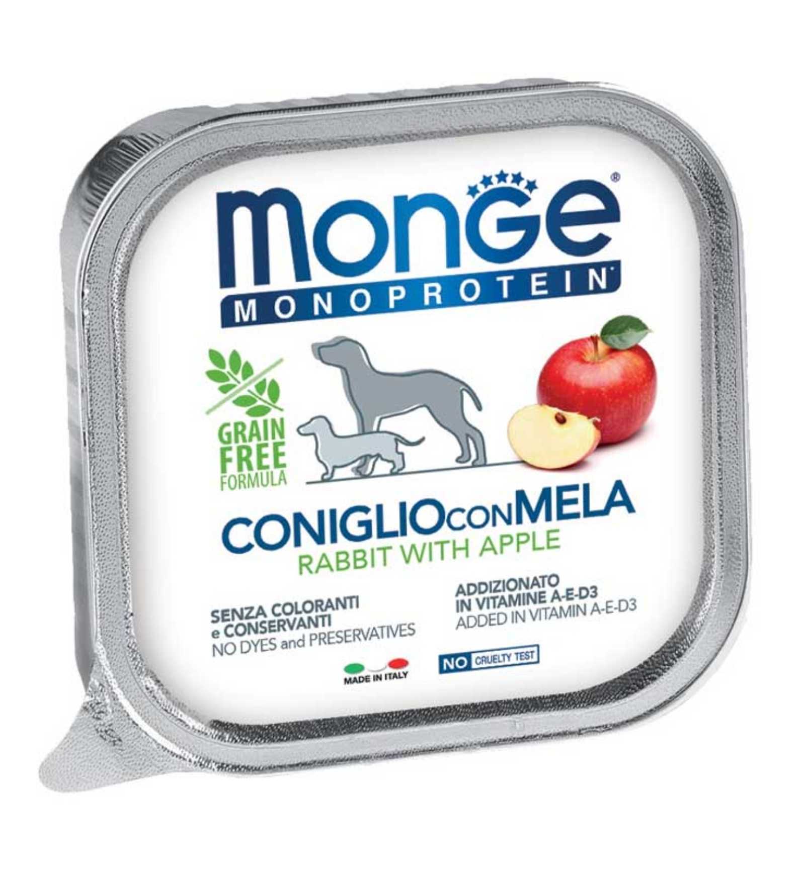 Monge Monoprotein Coniglio con Mela 150g — patè per cani
