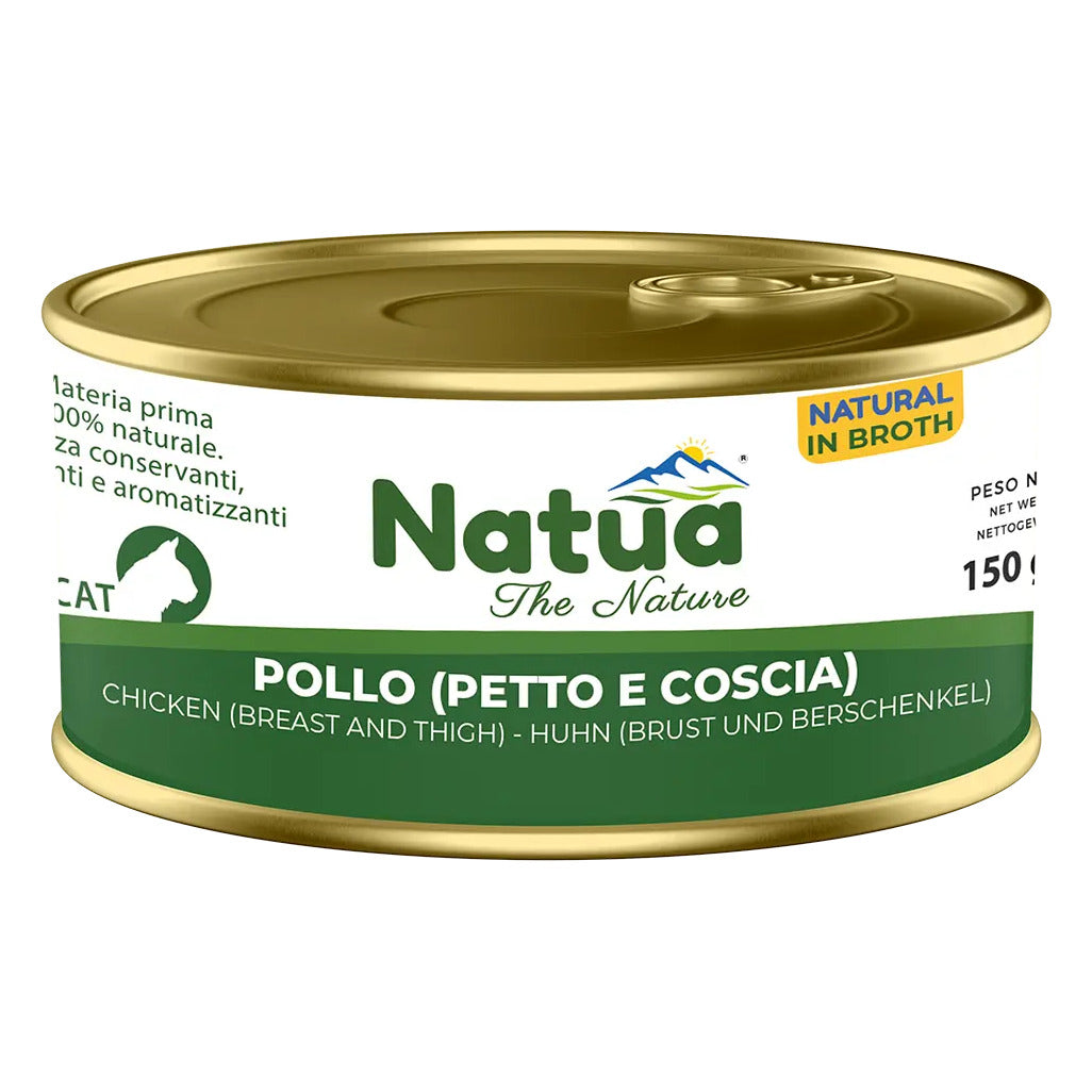 Natua Broth Cat 150 g - Umido in Brodo per Gatti in Lattina - Pollo (Petto e Coscia)