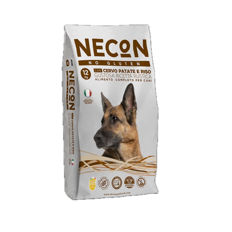 Necon Pet Food - Necon No Gluten Cervo, Patate E Riso Gustosa Ricetta Rustica - Animalmania Store