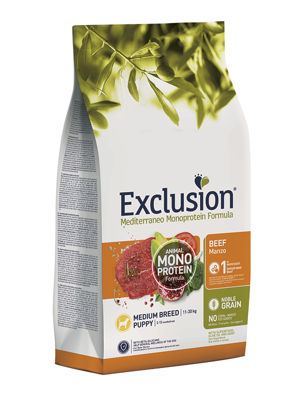 Exclusion Mediterraneo Monoprotein Noble Grain Cane Puppy Beef Medium Conf. 12 Kg