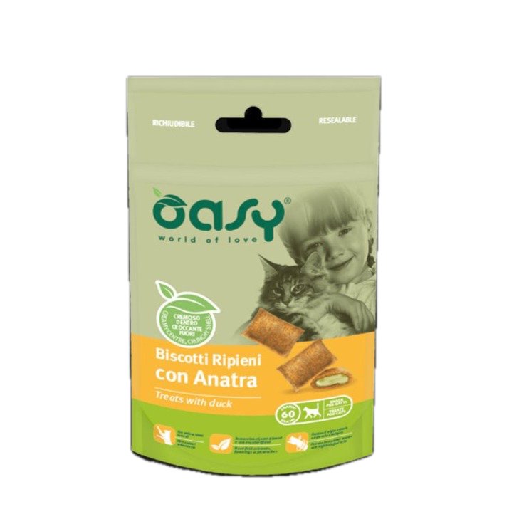 Oasy - Oasy Cat Biscotti Ripieni 60G - Animalmania Store
