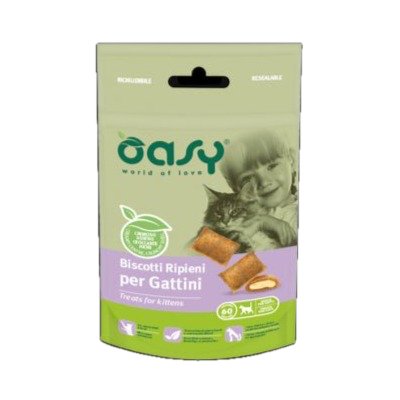 Oasy - Oasy Cat Snack Biscotti Ripieni Per Kitten 60G - Animalmania Store