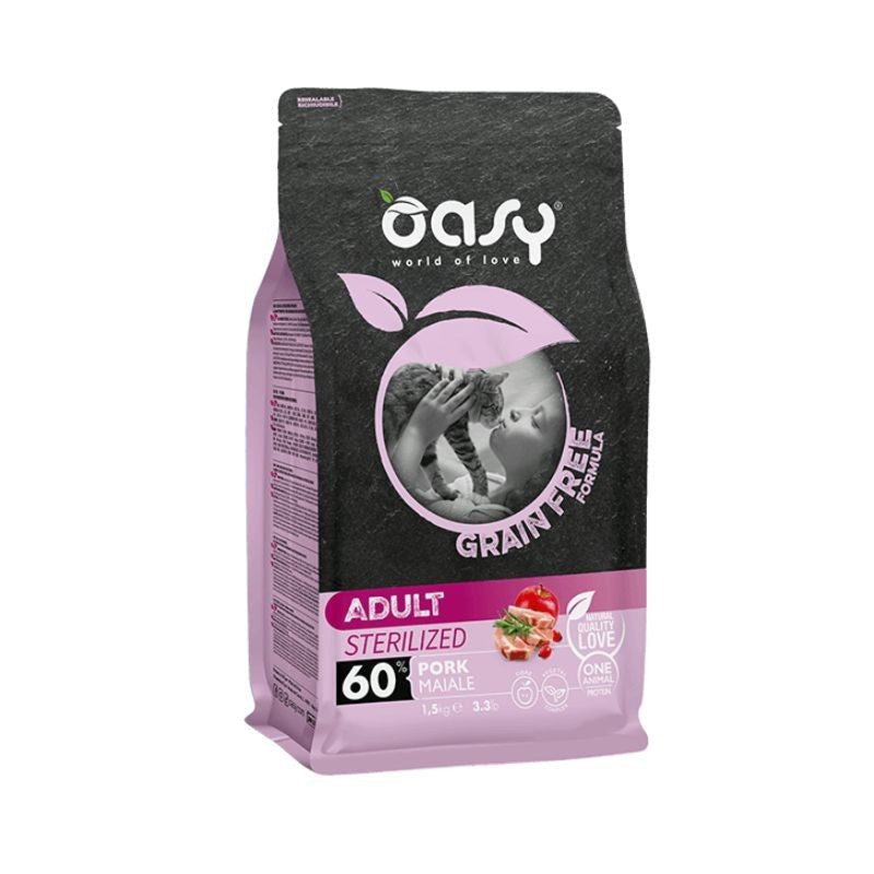 Oasy Grain Free Sterilized Maiale 1,5 kg, retro