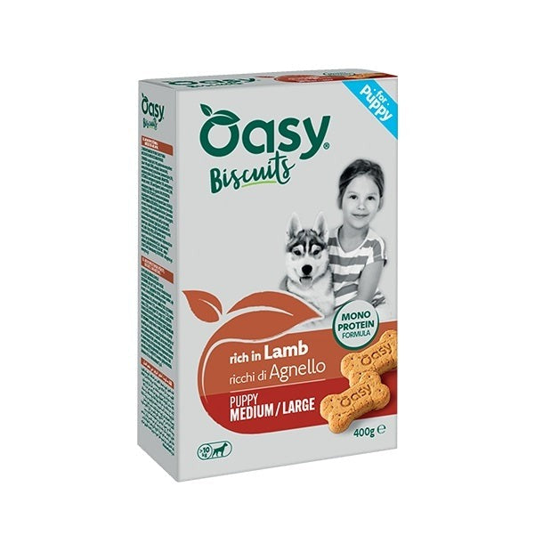 Oasy Cane Snack Monoprotein Biscuits Puppy Medium/Large 400 g Agnello