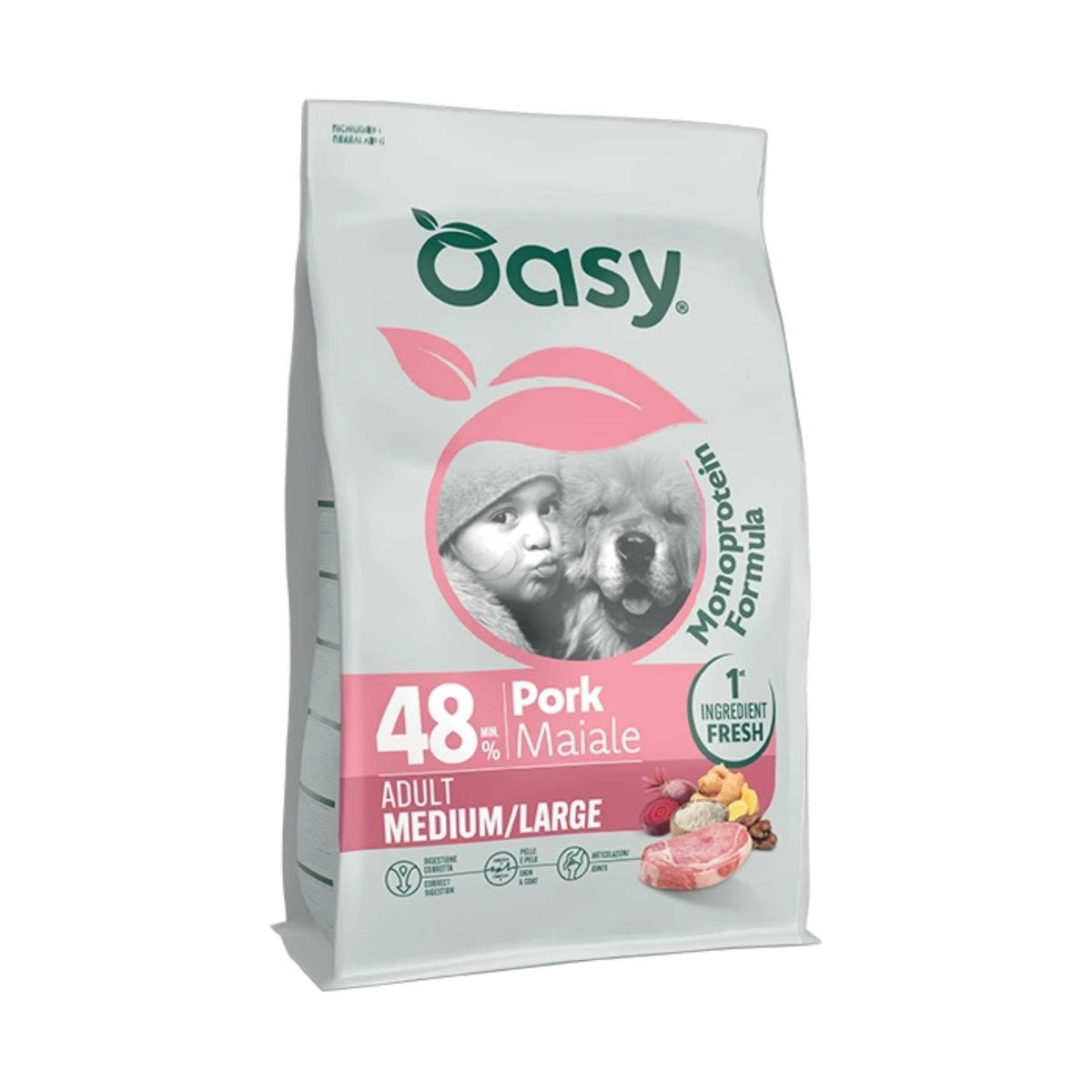 Oasy Cane Monoproteico Adult Medium/Large Maiale 2 kg