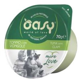 Oasy Gatto Da 70 Gr In Vaschetta (More Love Cup) Tonno Con Vongole Del Pacifico