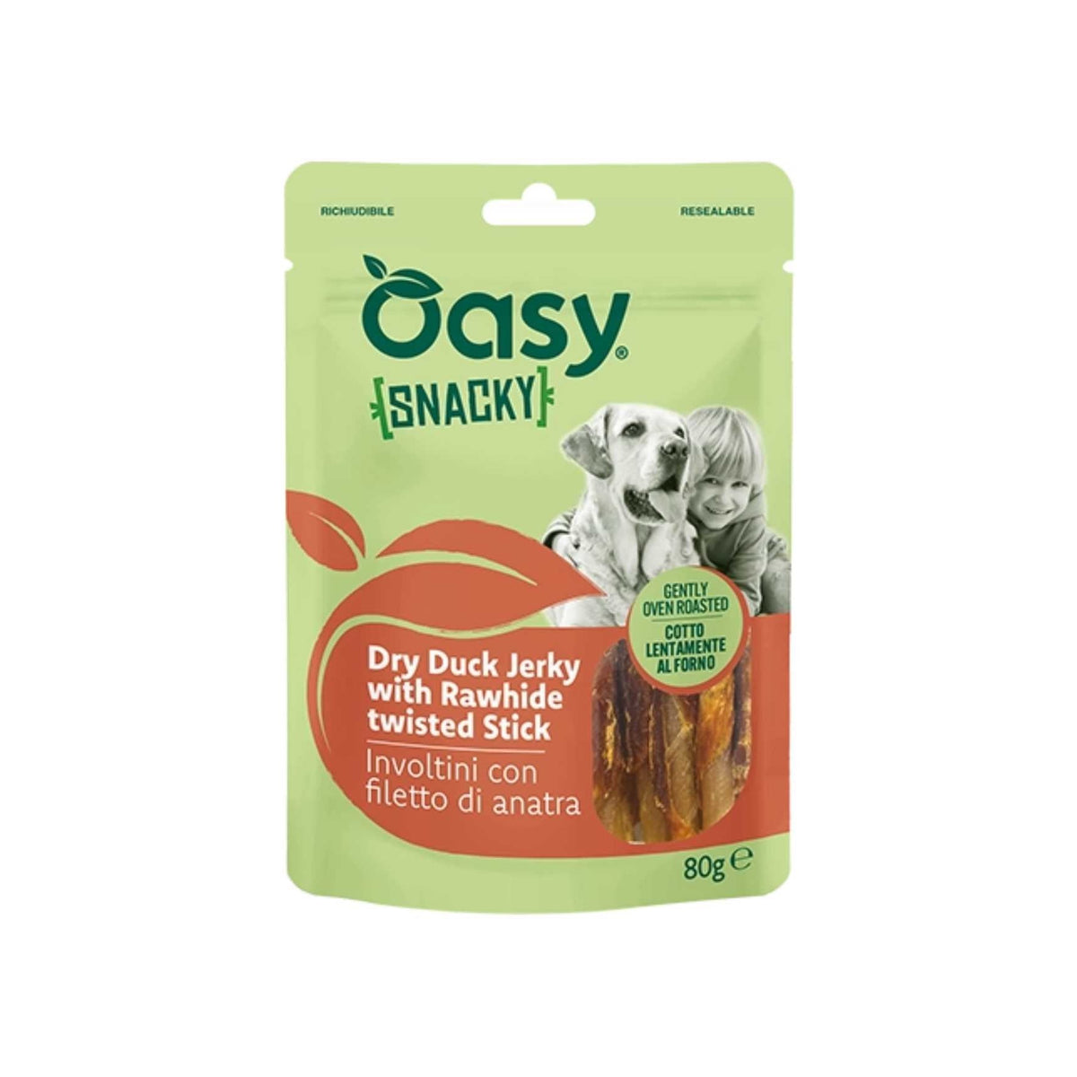 Oasy Cane Snacky 80 g Involtini Con Filetto Di Anatra