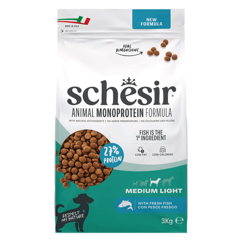 Schesir Cane Animal Monoprotein Formula Medium 3 kg Light Pesce