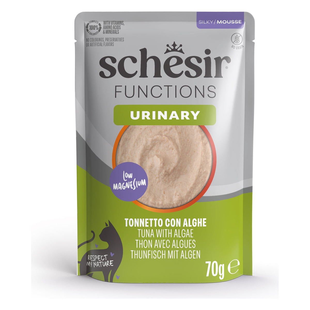 Schesir Gatto Functions Mousse Busta 70 g Urinary Tonnetto con Alghe