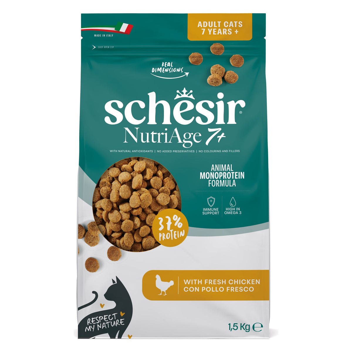 Schesir Gatto Animal Monoprotein Formula 1,5 kg NutriAge 7+ Pollo