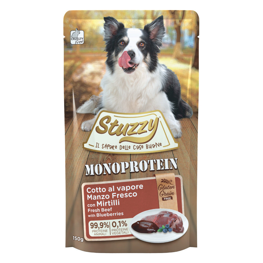 Stuzzy Cane Monoprotein Paté Busta 150 g Manzo Fresco con Mirtilli