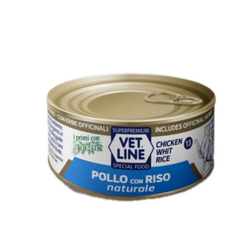 VetLine - Vet Line Pollo Con Riso Naturale Umido Gatto In Acqua Di Cottura 70gr - Animalmania Store