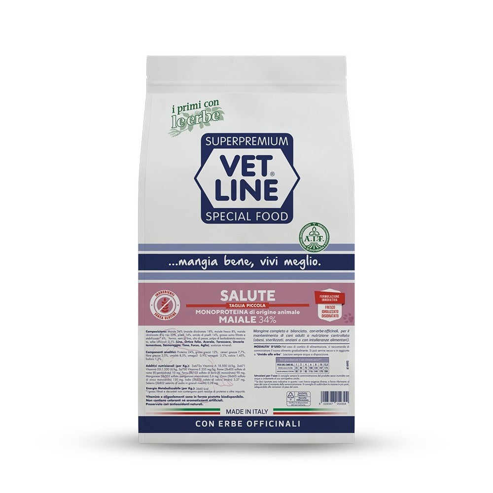Crocchette Vet line Salute per Cani di Taglia Piccola Gusto Maiale 3 kg
