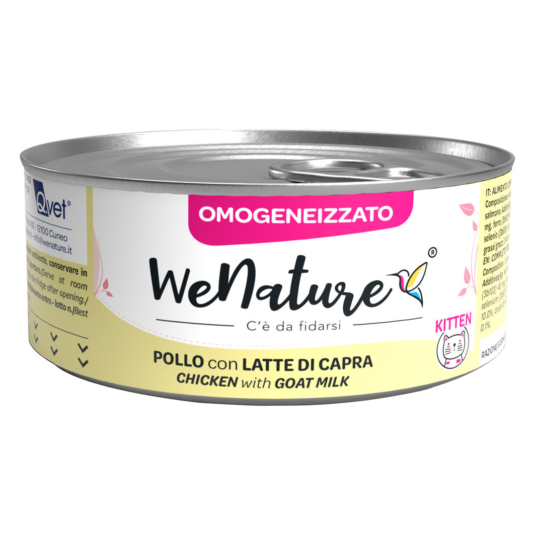 WeNature Omogeneizzato Kitten 70 g - Umido per Gattini in Lattina - Kitten Pollo con Latte di Capra