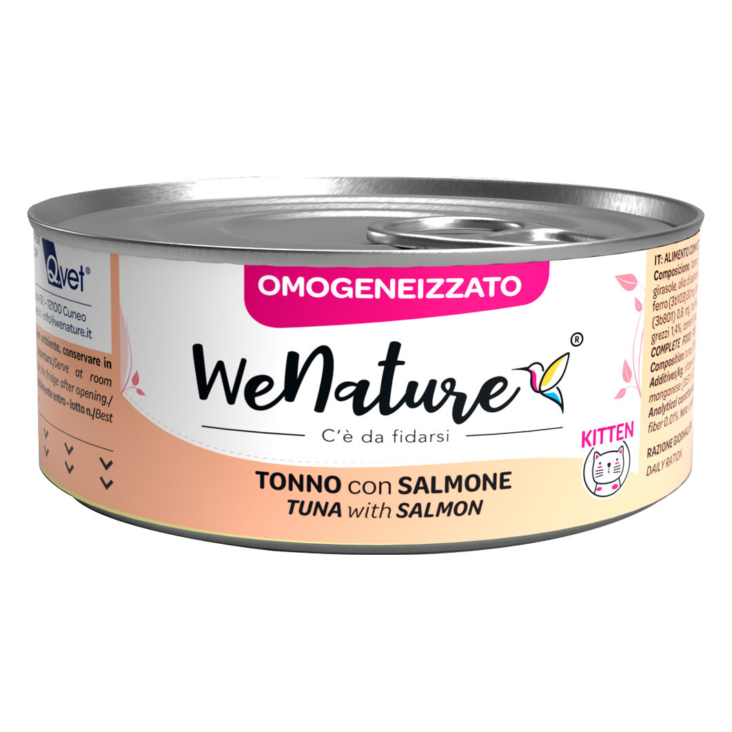 WeNature Omogeneizzato Kitten 70 g - Umido per Gattini in Lattina - Kitten Tonno con Salmone