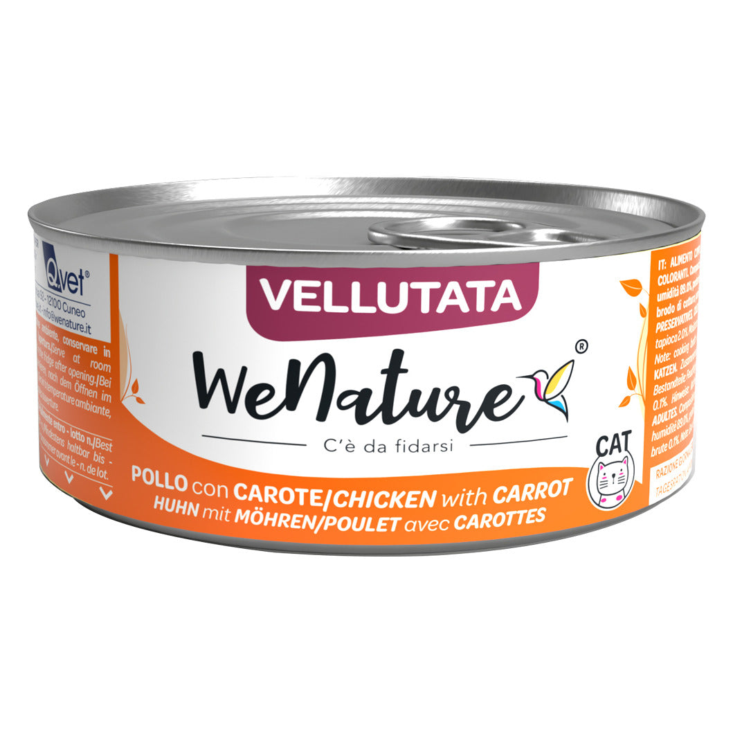 WeNature Vellutata Gatto 70 g - Umido in Lattina Adult e Sterilized - Adult Pollo con Carote