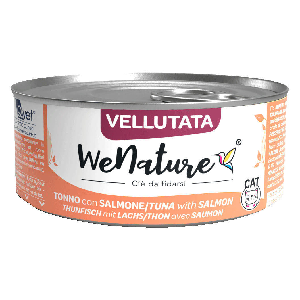 WeNature Vellutata Gatto 70 g - Umido in Lattina Adult e Sterilized - Adult Tonno con Salmone
