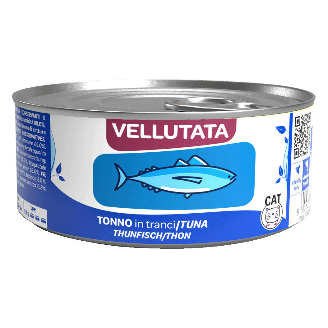 WeNature Vellutata Gatto 70 g - Umido in Lattina Adult e Sterilized - Adult Tonno (secondo lato della lattina)