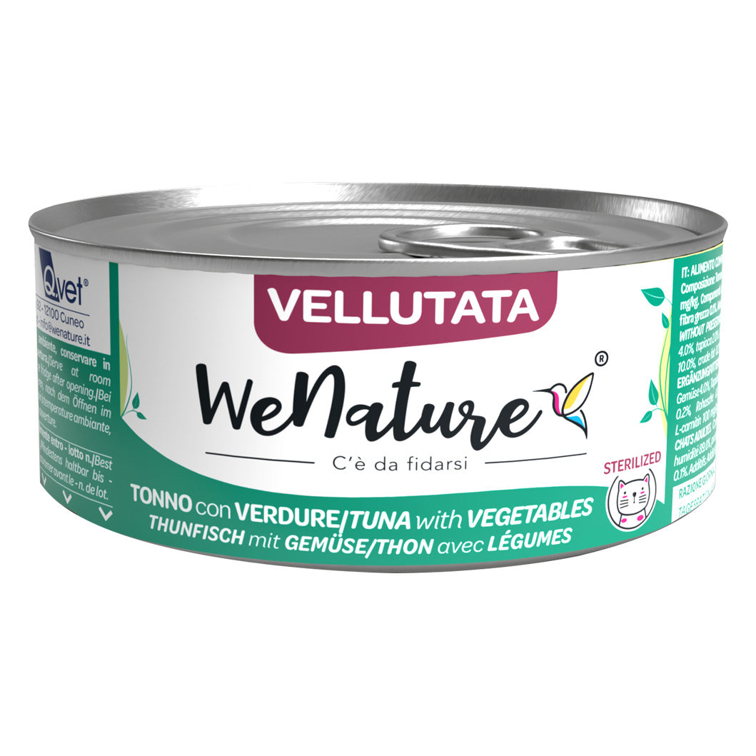 WeNature Vellutata Gatto 70 g - Umido in Lattina Adult e Sterilized - Sterilized Tonno con Verdure