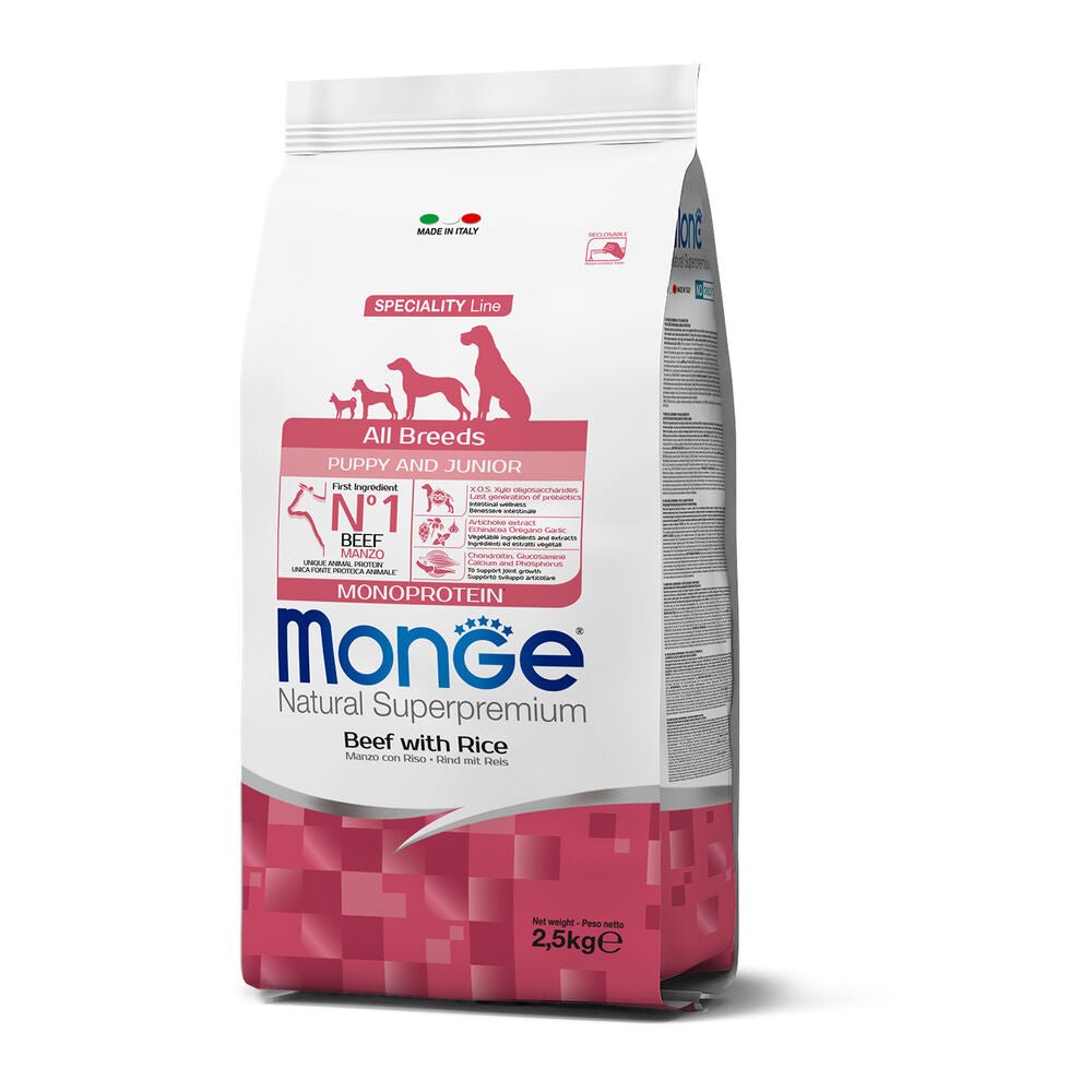 Monge - Monge Natural Superpremium Cane Puppy Manzo & Riso 2.5 Kg - Animalmania Store