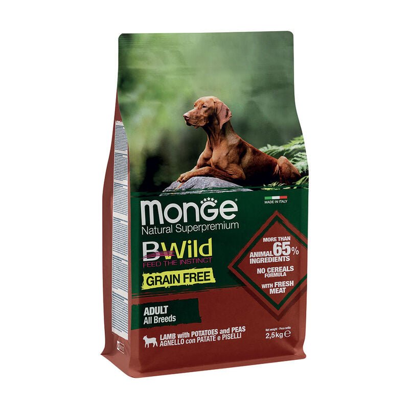 Monge - Monge Natural Superpremium Bwild Grain Free Cane Adult Agnello Con Patate E Piselli - Animalmania Store