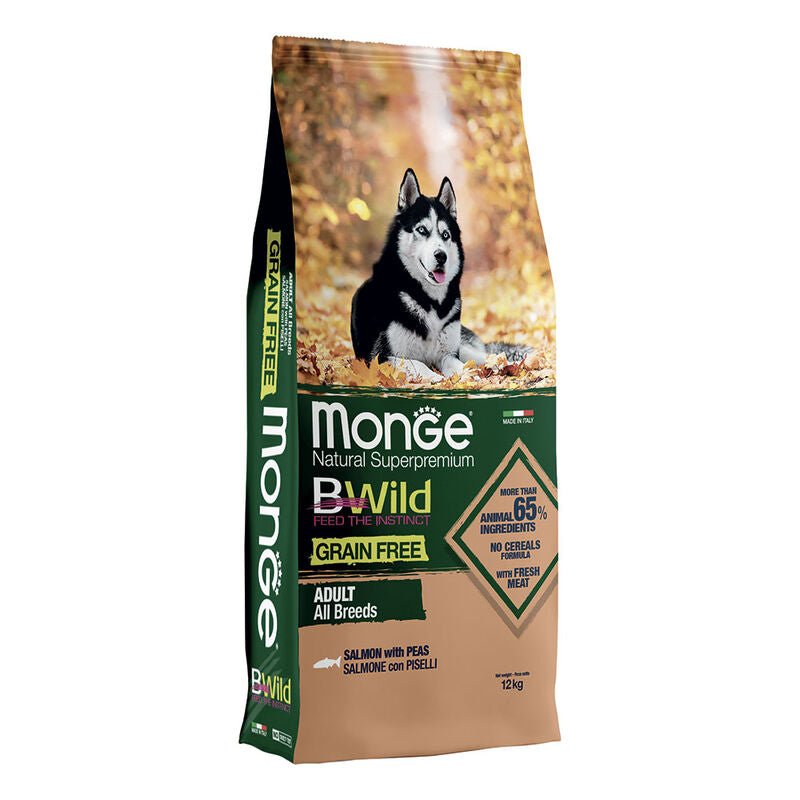 Monge - Monge Natural Superpremium Bwild Grain Free Cane Adult Salmone Con Piselli - Animalmania Store