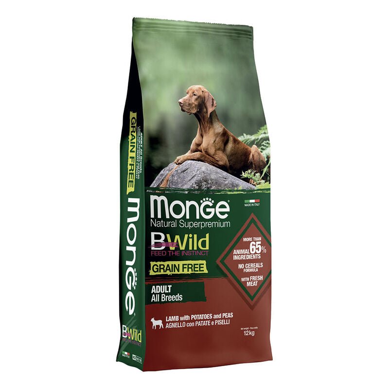 Monge - Monge Natural Superpremium Bwild Grain Free Cane Adult Agnello Con Patate E Piselli - Animalmania Store
