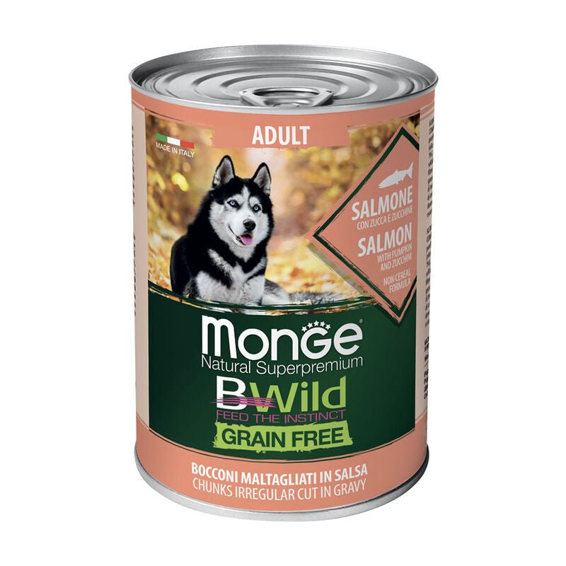 Monge - Monge Natural Superpremium Bwild Cane Adult 400Gr Con Salmone, Zucca E Zucchine - Animalmania Store