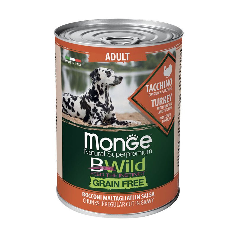 Monge - Monge Natural Superpremium Bwild Grain Free Cane Adult 400Gr Con Tacchino, Zucca E Zucchine - Animalmania Store