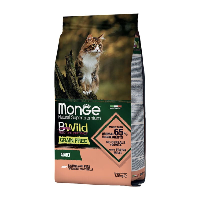 Monge - Monge Natural Superpremium Bwild Grain Free Gatto Adult Salmone Con Piselli 12 Kg - Animalmania Store