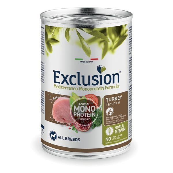 Exclusion - Exclusion Mediterraneo Cibo Per Cani Adulti Gusto Tacchino 400Gr - Animalmania Store