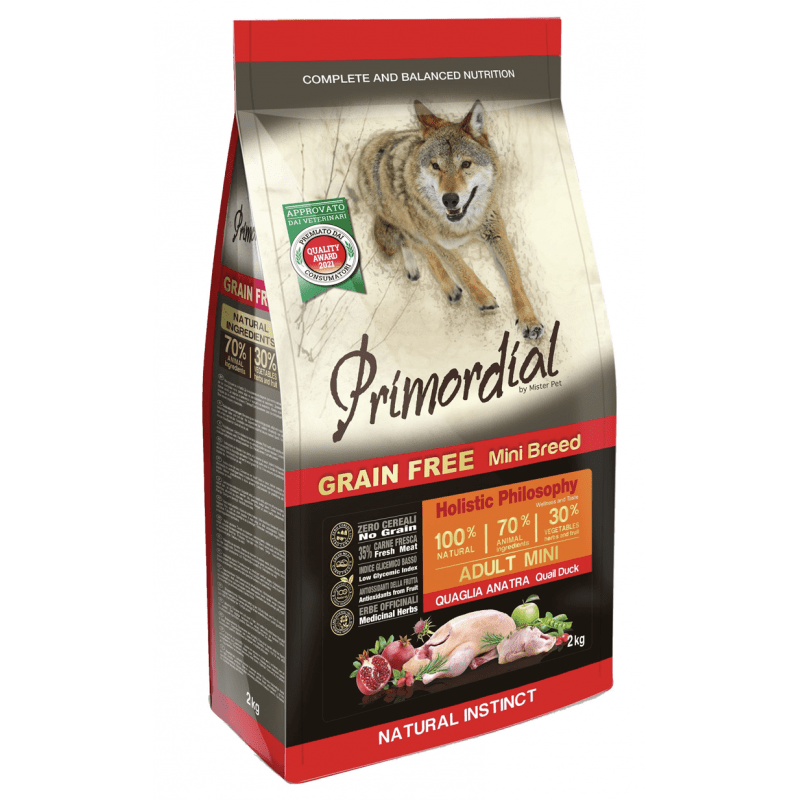 Primordial - Primordial Grain Free Cibo Per Cani Gusto Quaglia E Anatra 2Kg - Animalmania Store