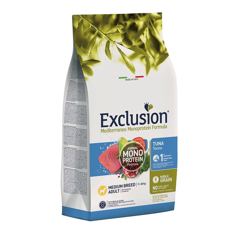 Exclusion - Exclusion Mediterraneo Cibo Per Cani Adulti Taglia Media Gusto Tonno 12Kg - Animalmania Store