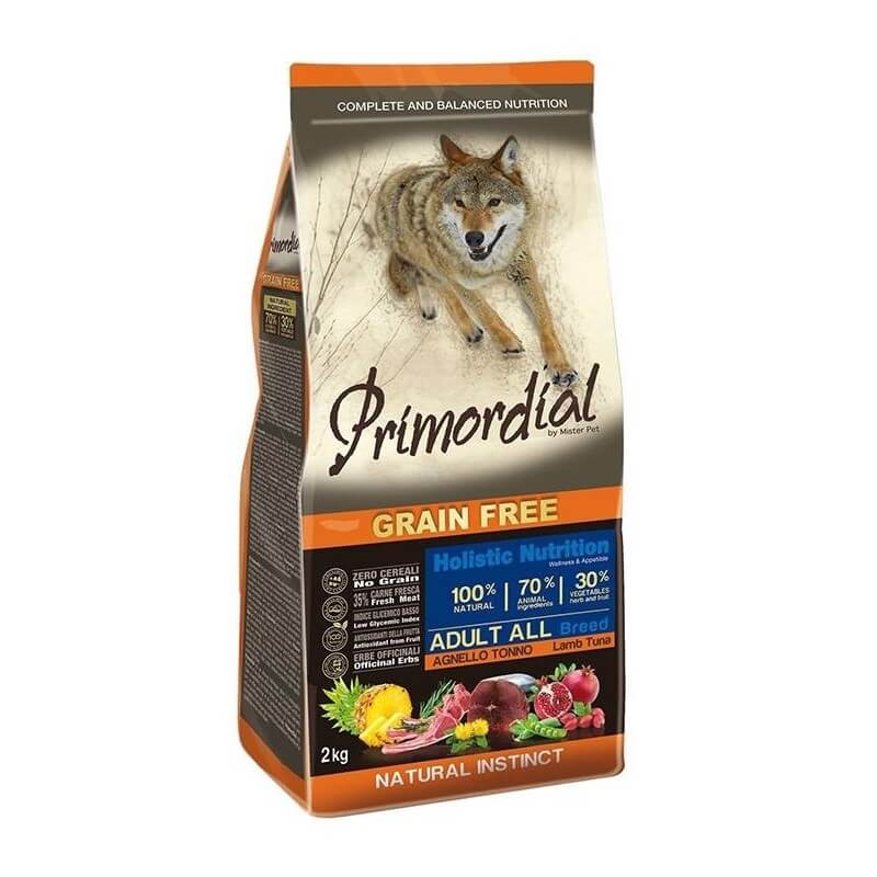 Primordial Grain Free Cibo Per Cani Gusto Agnello E Tonno 12Kg