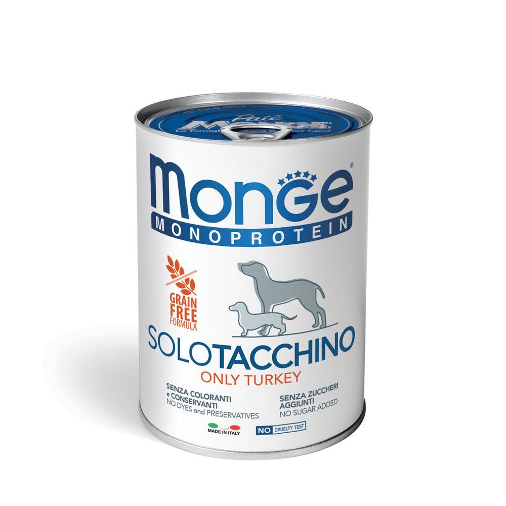 Monge - Monge Monoproteico Cane 400Gr 100% Solo Tacchino - Animalmania Store