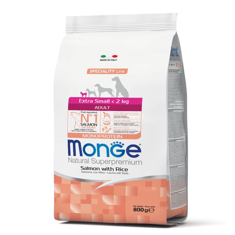 Monge - Monge Natural Superpremium Cane Adult Extra Small Salmone & Riso - Animalmania Store